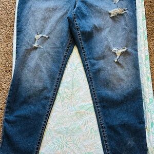 Lane Bryant Blue Boyfriend Jeans with Distressed Details